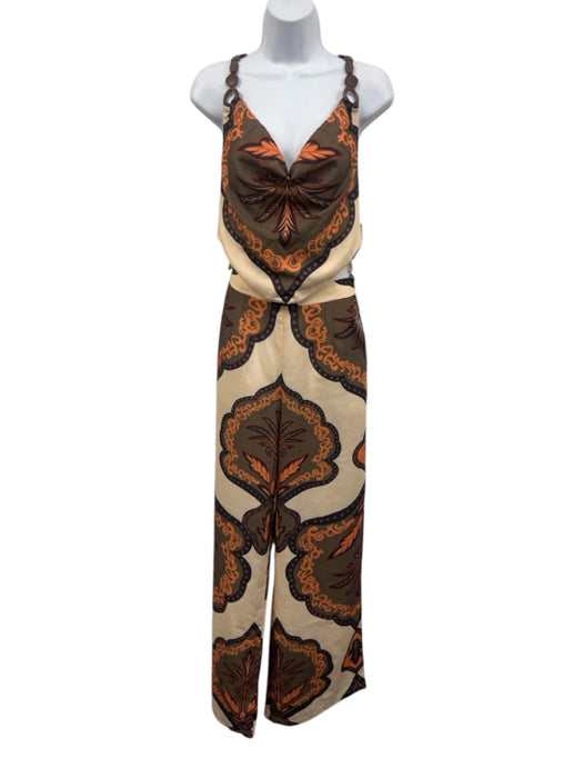 Blithe Size M Cream, Green & Multi Polyester Printed Zip Close Pants Set Cream, Green & Multi / M