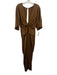 Zara Size M Brown No Fabric Tag Keyhole Back V Neck Cross front Jumpsuit Brown / M