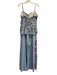 Maeve Size 6 Blue, White & Multi Cotton Blend Striped Roses Ruffles Jumpsuit Blue, White & Multi / 6