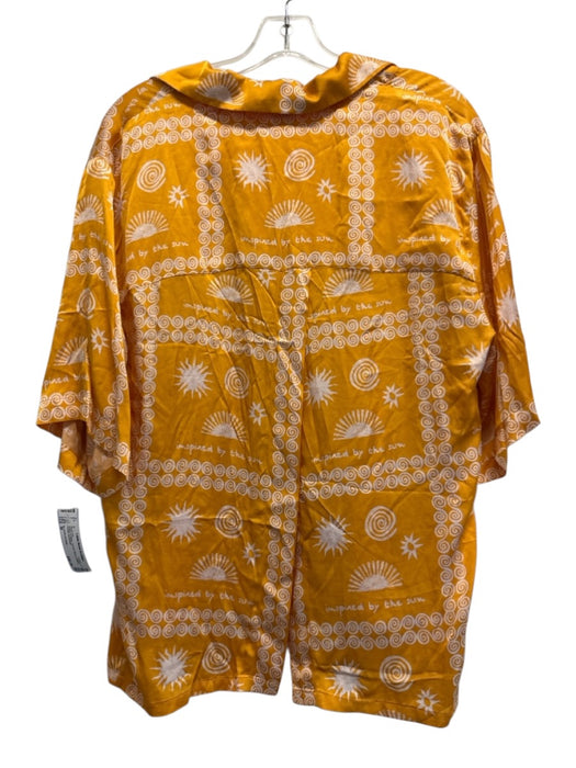 By Anthropologie Size M Yellow & White Viscose Blend Striped Printed Short Set Yellow & White / M