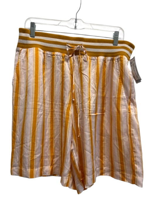 By Anthropologie Size M Yellow & White Viscose Blend Striped Printed Short Set Yellow & White / M