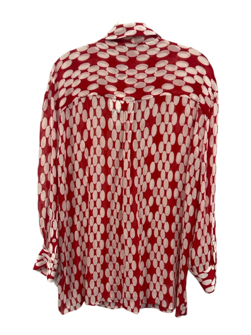 Zara Size M Red & White Viscose Printed Button Front Zip & Hook Pants Set Red & White / M