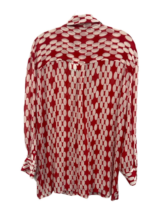 Zara Size M Red & White Viscose Printed Button Front Zip & Hook Pants Set Red & White / M