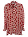 Zara Size M Red & White Viscose Printed Button Front Zip & Hook Pants Set Red & White / M