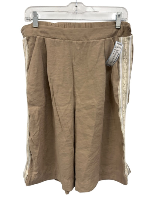 Anthropologie Size S Beige Modal & Polyester Stretch Waist Crochet Trim Shorts Beige / S