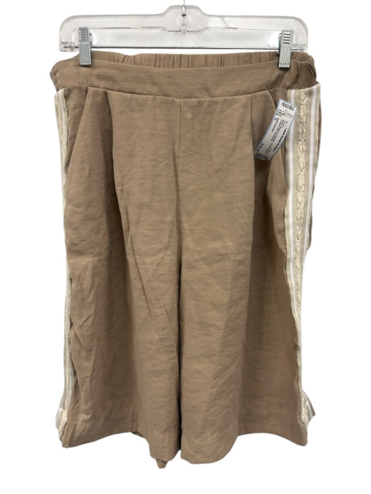 Anthropologie Size S Beige Modal & Polyester Stretch Waist Crochet Trim Shorts Beige / S