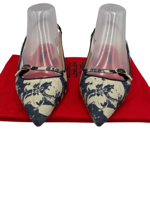 CH Carolina Herrera Shoe Size 38 Dark Wash & White Leather & Textile Pumps Dark Wash & White / 38