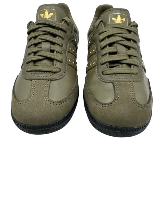 Adidas Shoe Size 7 Army Fatigue Green Leather Upper Round Toe Studded Sneakers Army Fatigue Green / 7