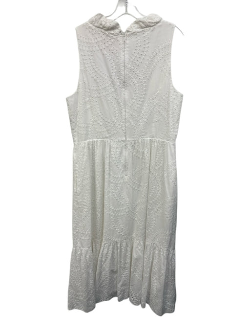 Lilly Pulitzer Size 14 White Cotton Eyelet Sleeveless Ruffle Detail Dress White / 14