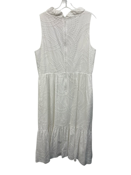Lilly Pulitzer Size 14 White Cotton Eyelet Sleeveless Ruffle Detail Dress White / 14