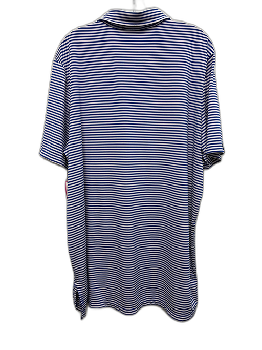 RLX Size XL Blue & White Synthetic Striped Polo Athleisure Men's Short Sleeve Blue & White / XL