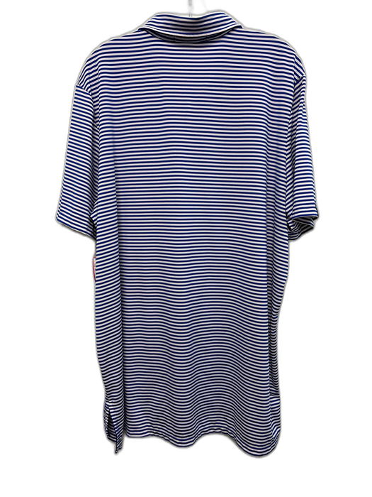 RLX Size XL Blue & White Synthetic Striped Polo Athleisure Men's Short Sleeve Blue & White / XL