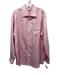 Facconable Size L Pink & White Cotton Grid Button Up Men's Long Sleeve Shirt Pink & White / L