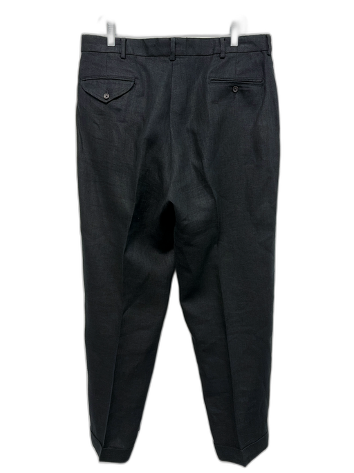 Polo Size 36 Black Linen Solid Pleats Dress Men's Pants Black / 36