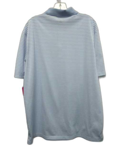 Masters Tech Size XL Light Blue & White Synthetic Striped Polo Short Sleeve Light Blue & White / XL