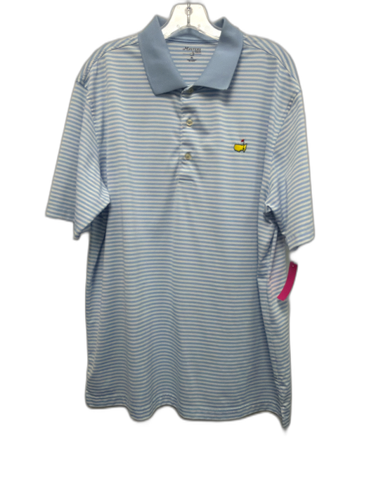 Masters Tech Size XL Light Blue & White Synthetic Striped Polo Short Sleeve Light Blue & White / XL