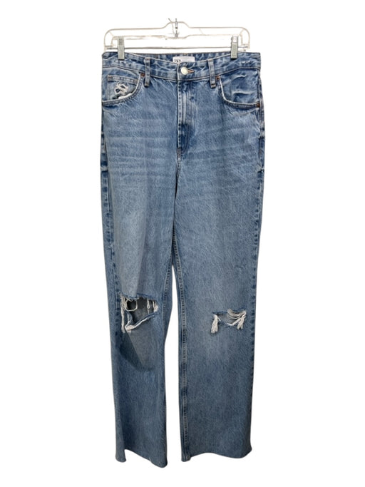 Zara Size 8 Light Wash Cotton Distressed High Rise Baggy Jeans Light Wash / 8
