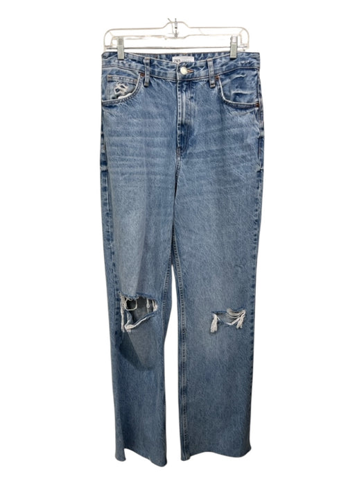 Zara Size 8 Light Wash Cotton Distressed High Rise Baggy Jeans Light Wash / 8