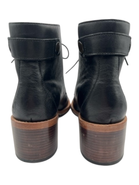 Clarks Shoe Size 8.5 Black & Brown Leather Stacked Heel Lace Up Ankle Boots Black & Brown / 8.5