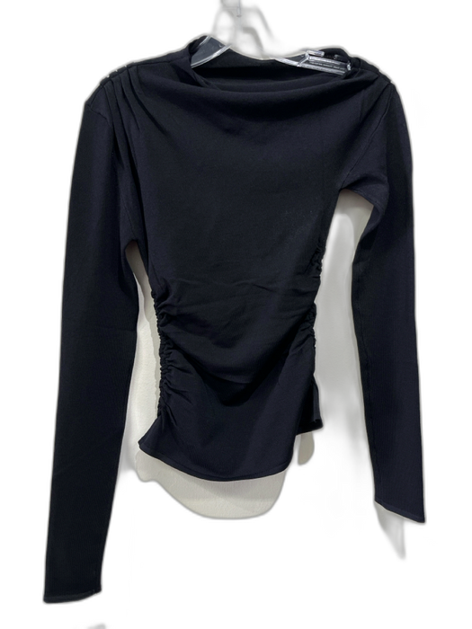Dissh Size S Black Viscose Blend Side Ruching roll neck Long Sleeve Top Black / S