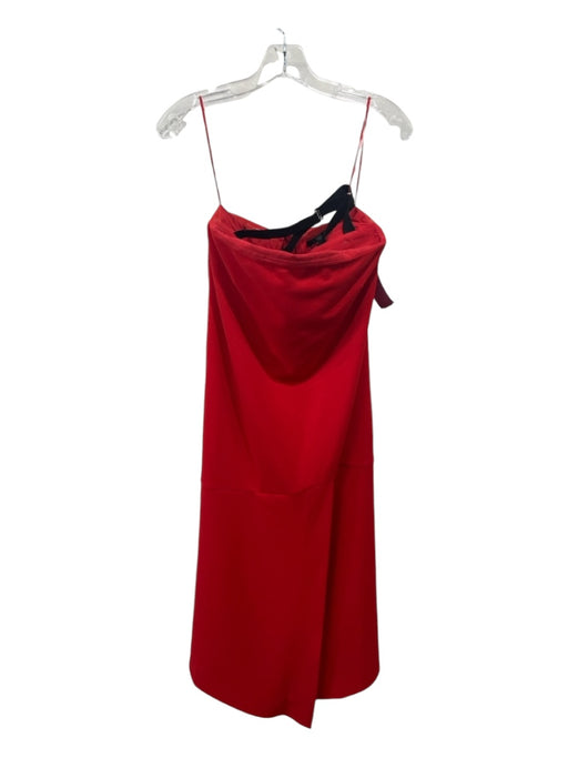 Tibi Size 4 Red Polyester Strapless Back Zip Shift slit Dress Red / 4