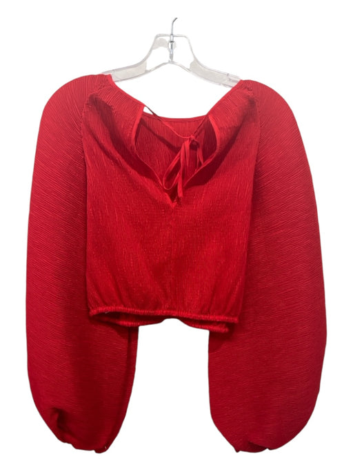 C/Meo Collective Size M Red Polyester Blend micropleats Long Balloon Sleeve Top Red / M