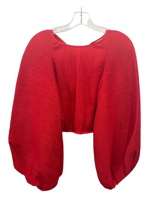 C/Meo Collective Size M Red Polyester Blend micropleats Long Balloon Sleeve Top Red / M