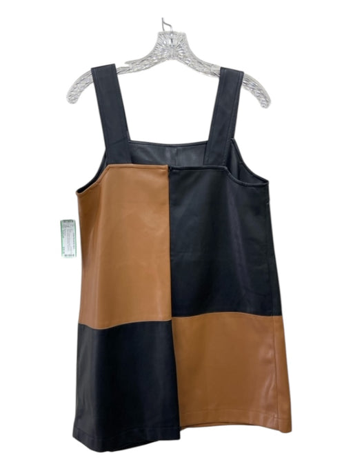 BB Dakota Size Medium Black & Tan Faux Leather Sleeveless Colorblock Mini Dress Black & Tan / Medium