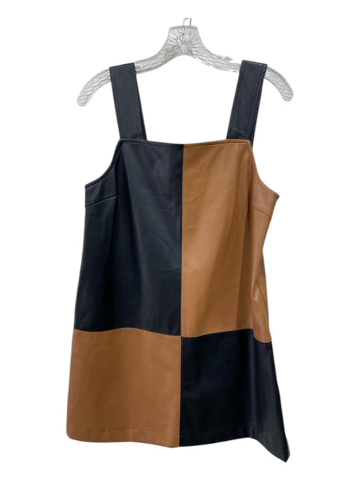 BB Dakota Size Medium Black & Tan Faux Leather Sleeveless Colorblock Mini Dress Black & Tan / Medium