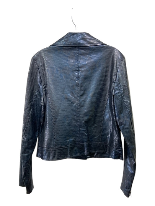 Bagatelle Size Medium Black Blue Faux Leather Long Sleeve Snake Embossed Jacket Black Blue / Medium