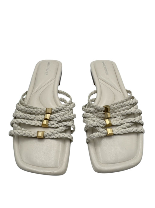 Marc Fisher Shoe Size 8 Cream White textile upper Braided Bead Detail Sandals Cream White / 8