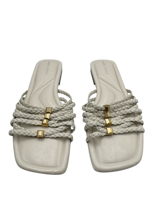 Marc Fisher Shoe Size 8 Cream White textile upper Braided Bead Detail Sandals Cream White / 8
