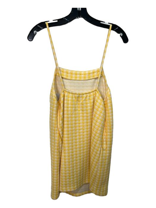 Zara Size M Yellow & White Polyester Gingham Spaghetti Strap Mini Boxy Fit Dress Yellow & White / M
