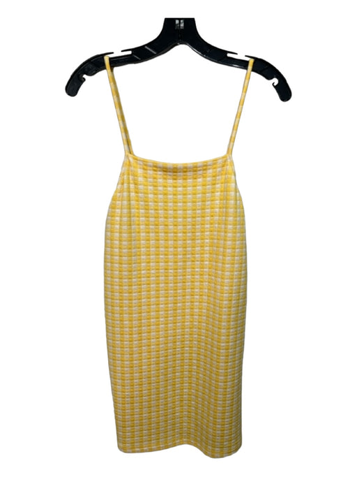 Zara Size M Yellow & White Polyester Gingham Spaghetti Strap Mini Boxy Fit Dress Yellow & White / M
