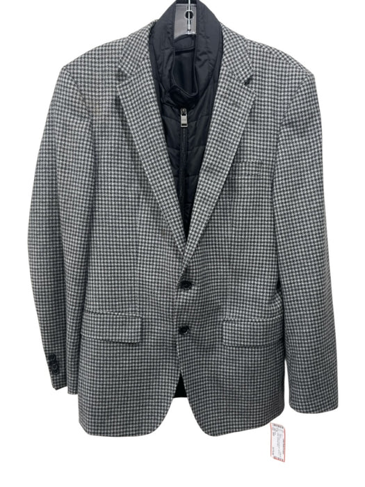 Boss Gray & Black Houndstooth Vest Inc. 2 Button Men's Blazer Gray & Black / 36R