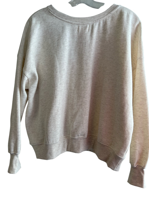 Maeve Size M Cream Cotton Blend Round Neck Long Sleeve Beaded Neckline Top Cream / M