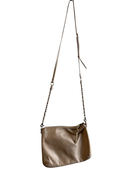 Elliot Lucca Beige Leather Gold hardware Cross Body Zip closure Rock Stud Bag Beige
