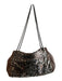 Elie Tahari Brown & Gold Leather Sequin Chain Strap Magnetic Close Fold Over Bag Brown & Gold
