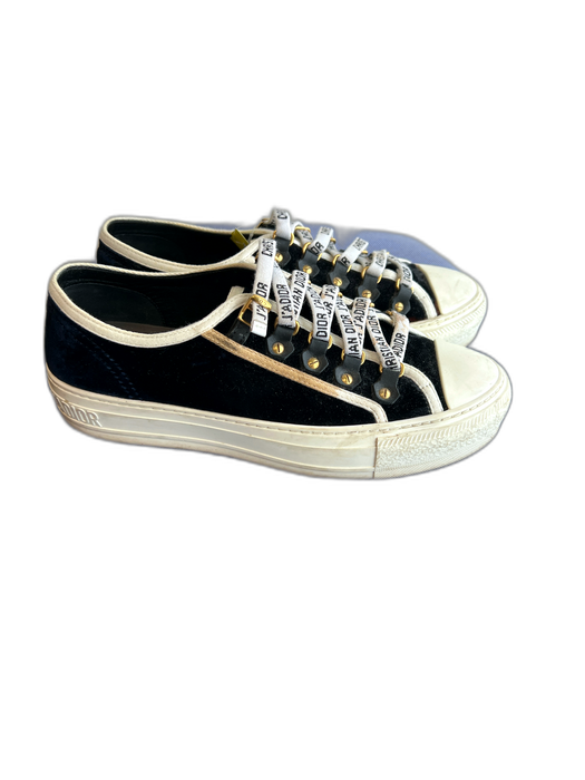 Christian Dior Shoe Size 36 Prussian Blue Velvet Laces Almond Toe Sneaker Shoes Prussian Blue / 36