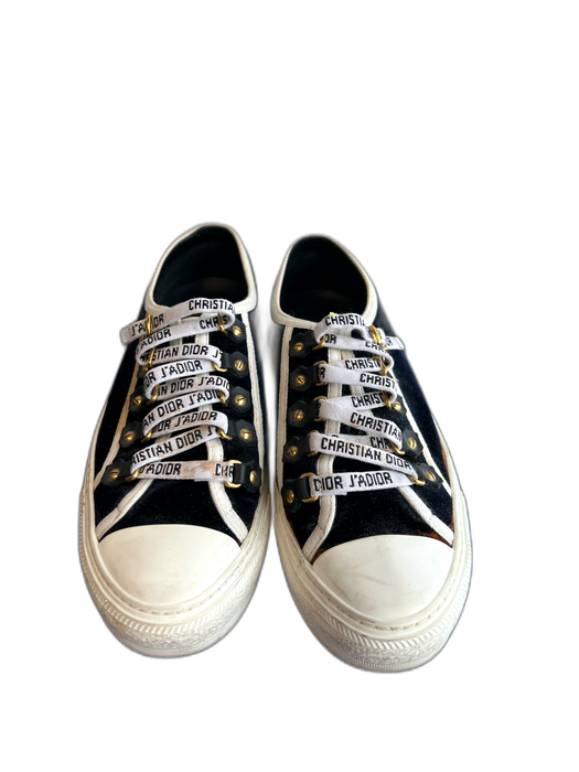 Christian Dior Shoe Size 36 Prussian Blue Velvet Laces Almond Toe Sneaker Shoes Prussian Blue / 36