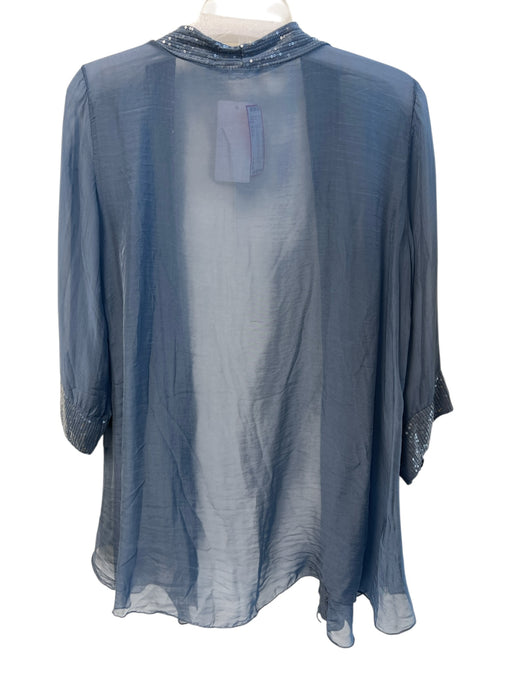 No Brand Size Est S Blue Silk & Viscose Semi Sheer Half Sleeve Sequin Top Blue / Est S