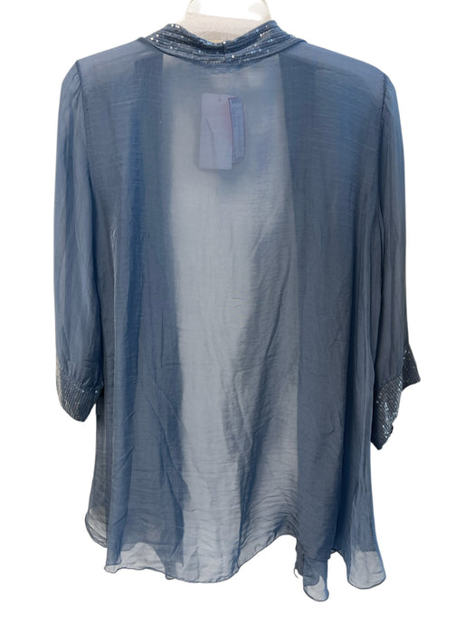 No Brand Size Est S Blue Silk & Viscose Semi Sheer Half Sleeve Sequin Top Blue / Est S