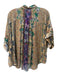 Johnny Was Size S Beige & Multi Rayon & Silk Flocked Detail Short Sleeve Top Beige & Multi / S
