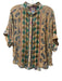 Johnny Was Size S Beige & Multi Rayon & Silk Flocked Detail Short Sleeve Top Beige & Multi / S