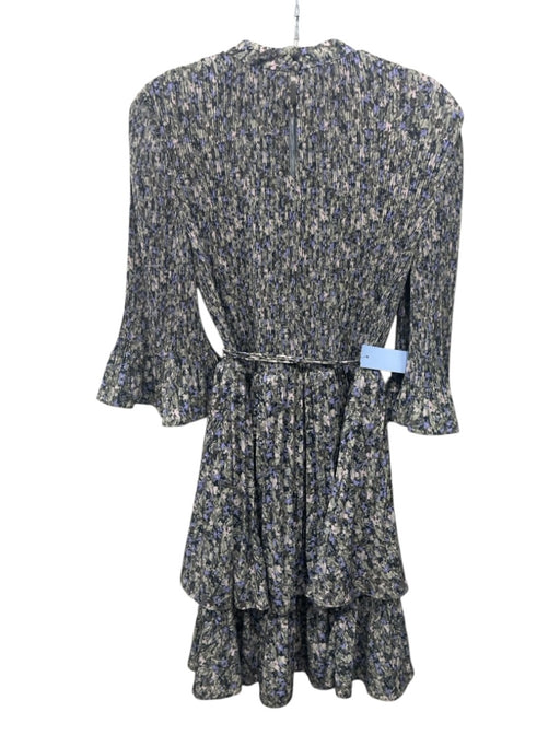 Derek Lam 10 Crosby Size S Green & Multi Polyester Pleated Floral Tie Belt Dress Green & Multi / S