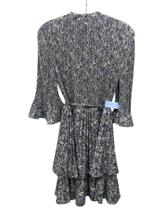 Derek Lam 10 Crosby Size S Green & Multi Polyester Pleated Floral Tie Belt Dress Green & Multi / S