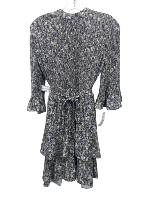 Derek Lam 10 Crosby Size S Green & Multi Polyester Pleated Floral Tie Belt Dress Green & Multi / S