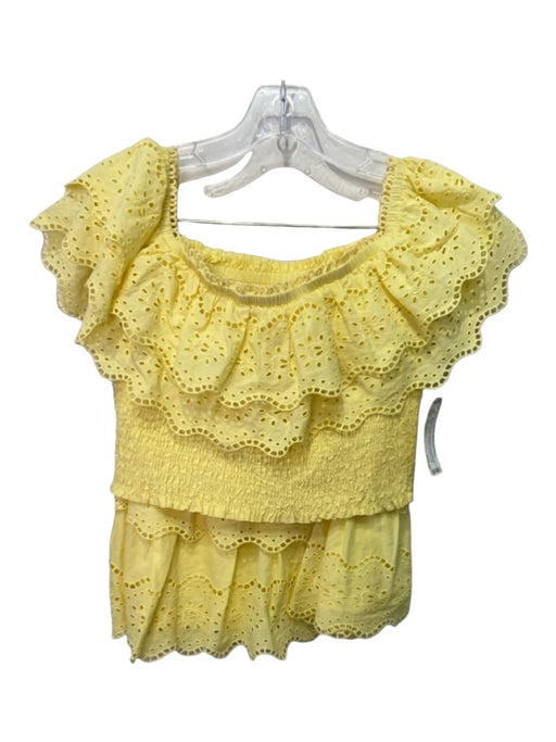 Lilly Pulitzer Size Medium Yellow Cotton Smocked Eyelet Ruffle Detail Skirt Set Yellow / Medium