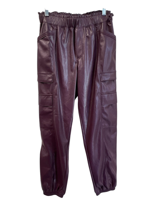 Melissa Nepton Size Medium Plum Faux Leather Cargo Pocket Elastic Waist Pants Plum / Medium