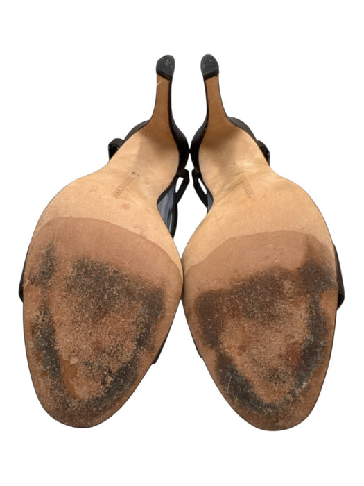 Manolo Blahnik Dark Brown Leather open toe Box Inc. Sandals Dark Brown